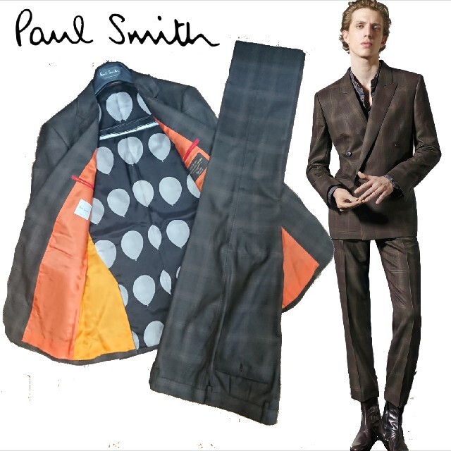 激レア　PaulSmith 最高級イタリア製スーツセットアップ　グレンチェック