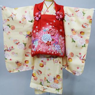 七五三 三歳 女児 被布 着物 フルセット 百花繚乱 NO35034(和服/着物)