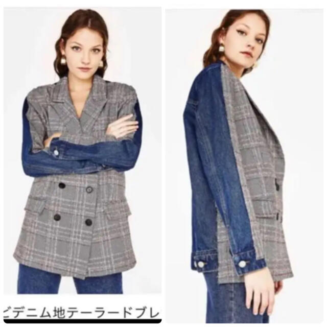 sacai(サカイ)のベルシュカコンビデニムジャケットテーラードジャケット再構築ドッキングsacai レディースのジャケット/アウター(Gジャン/デニムジャケット)の商品写真