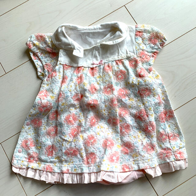 Combi mini(コンビミニ)のチュニック ワンピース 70 80 花柄 レース Combi mini キッズ/ベビー/マタニティのベビー服(~85cm)(ワンピース)の商品写真