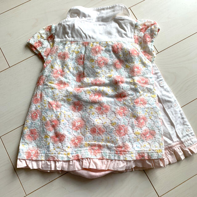 Combi mini(コンビミニ)のチュニック ワンピース 70 80 花柄 レース Combi mini キッズ/ベビー/マタニティのベビー服(~85cm)(ワンピース)の商品写真