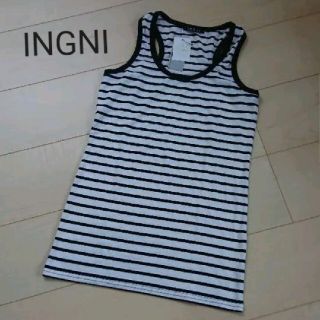 イング(INGNI)のINGNI★ﾎﾞｰﾀﾞｰ柄ﾀﾝｸﾄｯﾌﾟ(黒＆白)(タンクトップ)