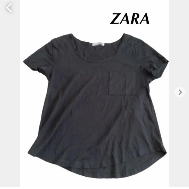 ZARA(ザラ)のZARA レディースカットソー　Tシャツ　黒　半袖　無地　S レディースのトップス(Tシャツ(半袖/袖なし))の商品写真