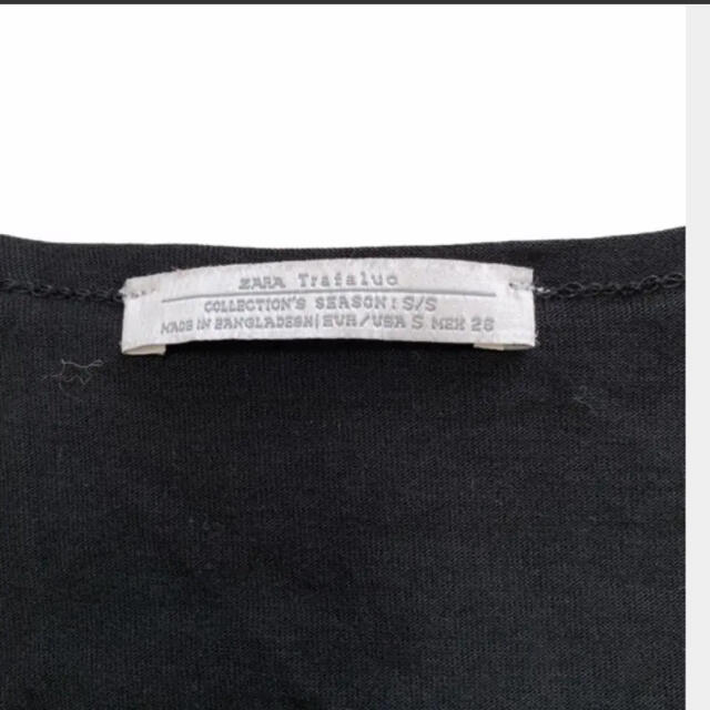 ZARA(ザラ)のZARA レディースカットソー　Tシャツ　黒　半袖　無地　S レディースのトップス(Tシャツ(半袖/袖なし))の商品写真