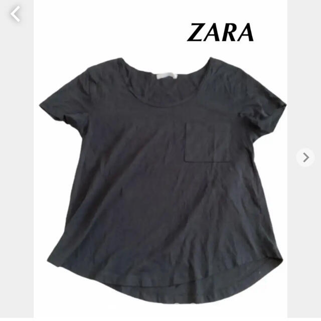 ZARA(ザラ)のZARA レディースカットソー　Tシャツ　黒　半袖　無地　S レディースのトップス(Tシャツ(半袖/袖なし))の商品写真