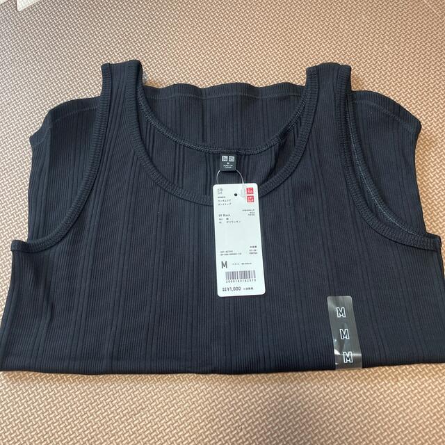 UNIQLO(ユニクロ)のユニクロ　ランダムリブタンクトップ ブラック　M レディースのトップス(タンクトップ)の商品写真