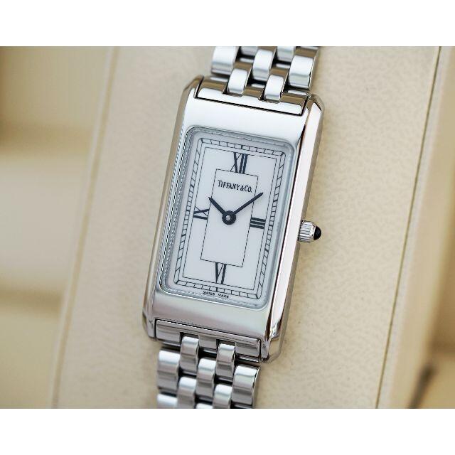 注目ブランドのギフト クラシック ティファニー 美品 Co.  Tiffany スクエア レディース ローマン シルバー 腕時計 