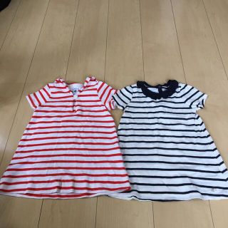 プチバトー PETIT BATEAU ボーダーワンピースセット 18m/81cm(ワンピース)