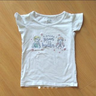 ユニクロ(UNIQLO)の【美品】ユニクロ　アナ雪Tシャツ　100　UT　エルサ　フリルスリーブ(Tシャツ/カットソー)