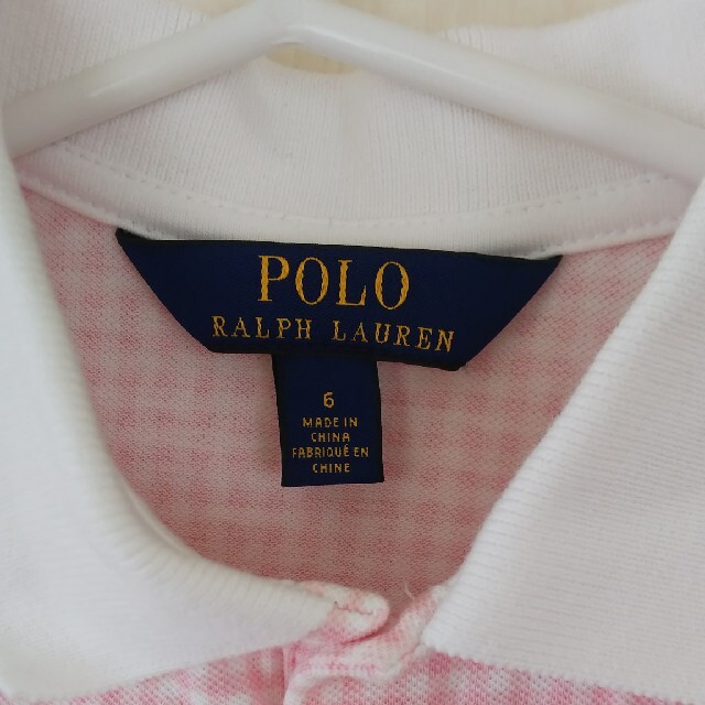 Ralph Lauren(ラルフローレン)のラルフローレン ポロ ポロシャツ シャツ 半袖 女の子 パフ ピンク ギンガム キッズ/ベビー/マタニティのキッズ服女の子用(90cm~)(Tシャツ/カットソー)の商品写真