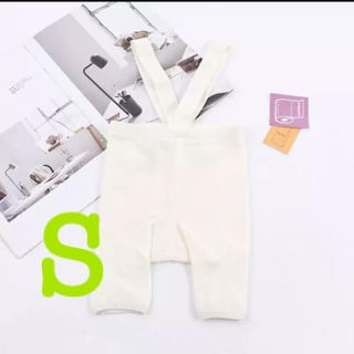 ザラキッズ(ZARA KIDS)のシリーサイラス風　ショート丈サスペンダー付きレギンス　Sサイズ　ホワイト(靴下/タイツ)