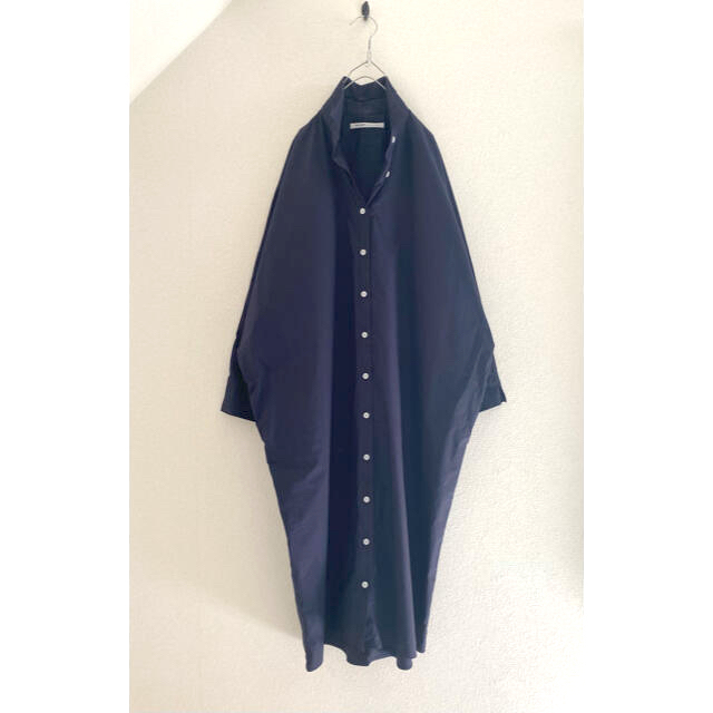 安価 upper hights NAVY ドロップショルダー シャツワンピース ひざ丈