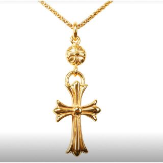 クロムハーツ(Chrome Hearts)の18K 金 仕上げ ワンボールクロスネックレス ペンダント クロス 十字架高品質(ネックレス)