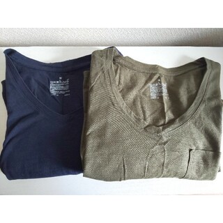 ムジルシリョウヒン(MUJI (無印良品))のMUJI Tシャツ ２枚セット カーキ&ネイビー(Tシャツ(半袖/袖なし))