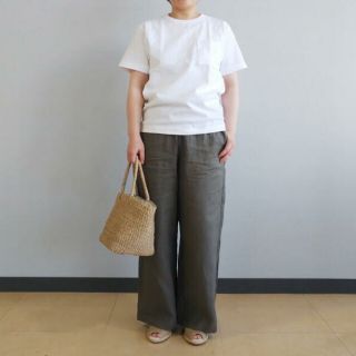 ムジルシリョウヒン(MUJI (無印良品))の ★新品★ 無印良品フレンチリネンストレートパンツ／スモーキーグリーン／Ｓ (カジュアルパンツ)