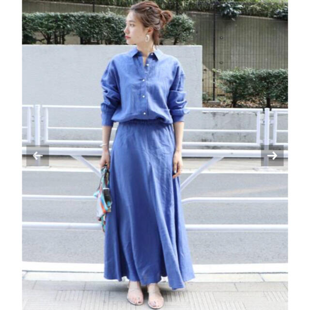 Plage(プラージュ)のPlage   Linen シャツ & Linen フレアスカート　ブルー レディースのレディース その他(セット/コーデ)の商品写真