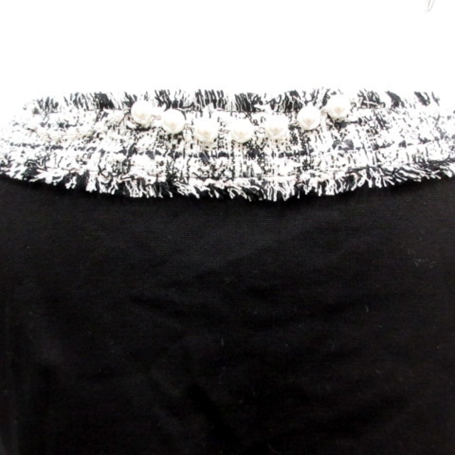 René(ルネ)のルネ Tシャツ カットソー 半袖 リボン パール ツイード 38 M 黒 レディースのトップス(カットソー(半袖/袖なし))の商品写真