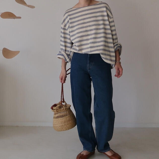 French Antique Border Pullover・BLUE レディースのトップス(カットソー(長袖/七分))の商品写真