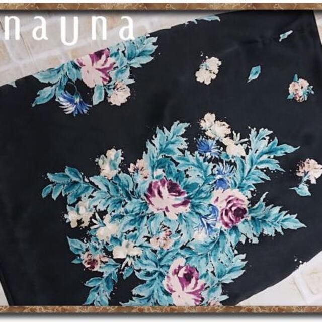 SunaUna(スーナウーナ)のスーナウーナ　レース付き花柄スカート　黒 レディースのスカート(ひざ丈スカート)の商品写真