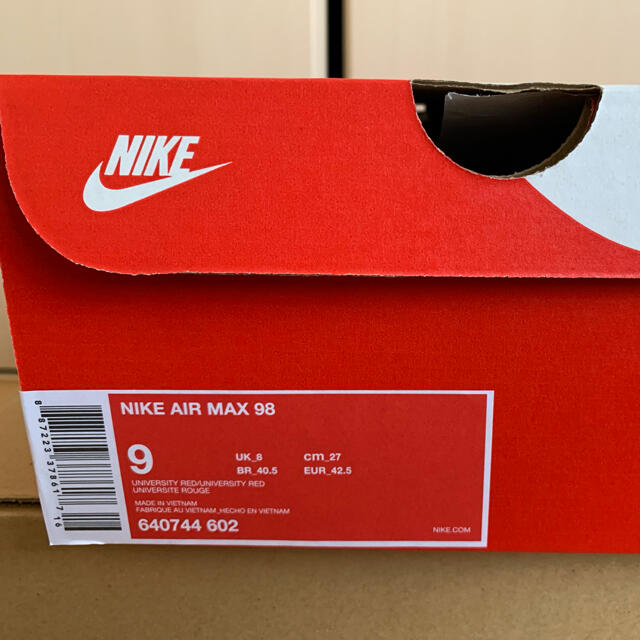 NIKE AIR MAX 98 “UNIVERSITY RED” 27cm靴/シューズ