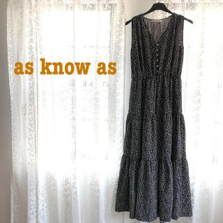 アズノウアズ(AS KNOW AS)のas know as アズノゥアズ　ワンピース/小花柄　ブラック　黒(ロングワンピース/マキシワンピース)