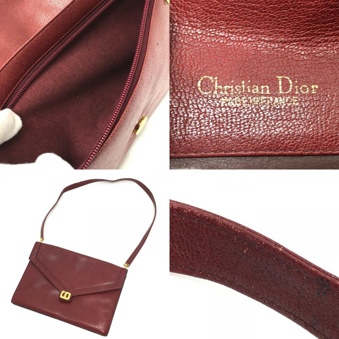 クリスチャンディオール Christian Dior オールド ヴィンテージ CD金具 肩掛け ショルダーバッグ レザー レッド