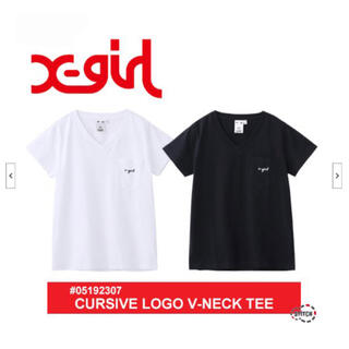エックスガール(X-girl)のエックスガール CURSIVE LOGO V-NECK Vネック Tシャツ(Tシャツ(半袖/袖なし))