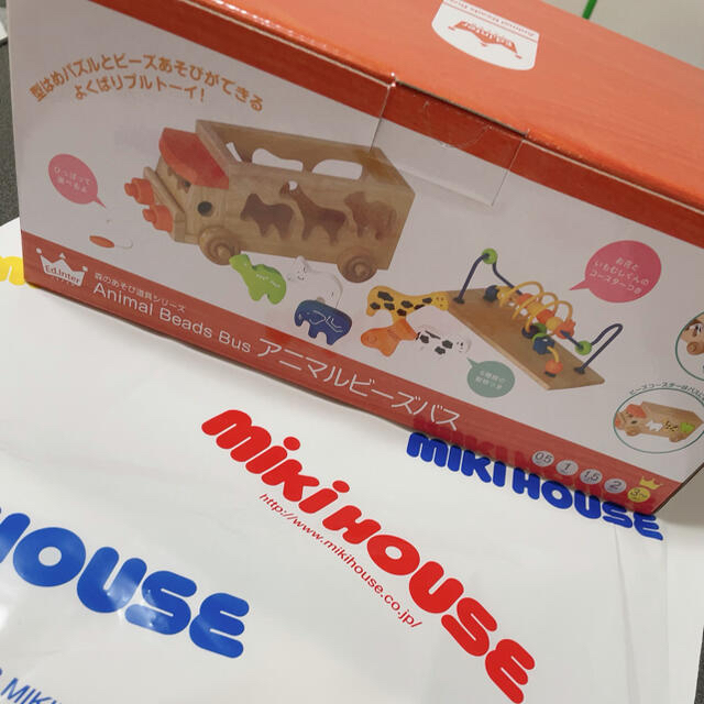 mikihouse(ミキハウス)のアニマルビーズバス  木のおもちゃ 積み木 おもちゃ  知育玩具 出産祝い　 キッズ/ベビー/マタニティのおもちゃ(知育玩具)の商品写真