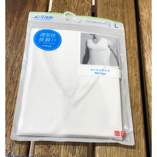 ユニクロ(UNIQLO)の1点 Lサイズ 白 ホワイト エアリズム ノースリーブ ユニクロ airism(Tシャツ/カットソー(半袖/袖なし))