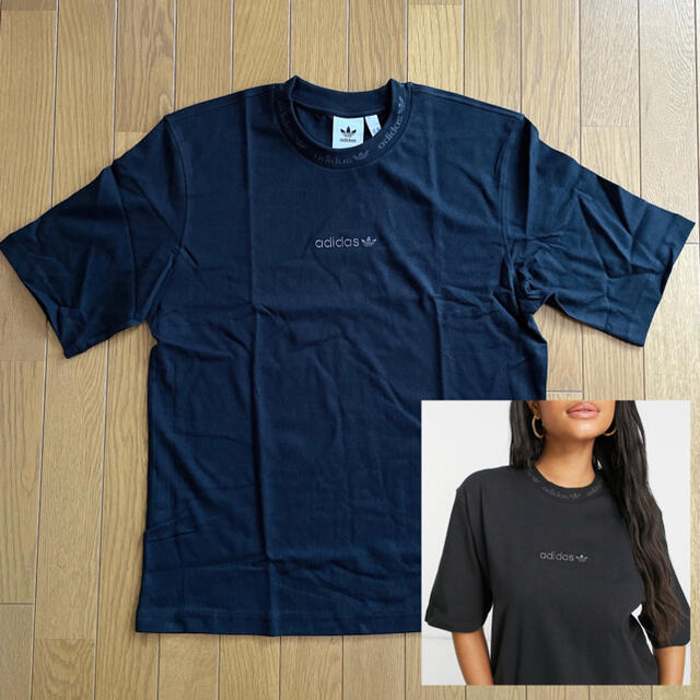 adidas(アディダス)の新品★adidas オーバサイズ 襟ロゴ Tシャツ レディースのトップス(Tシャツ(半袖/袖なし))の商品写真