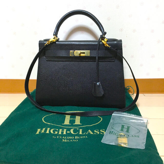 HIGH-CLASS ハイクラス 黒 ゴールド金具 2way ショルダーバッグ