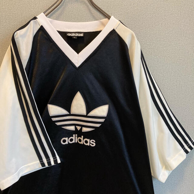 adidas(アディダス)の90s ビンテージ adidas ゲームシャツ Tシャツ ビックロゴ ゆるだぼ レディースのトップス(Tシャツ(半袖/袖なし))の商品写真