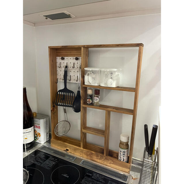 キッチン棚　DIY 檜 インテリア/住まい/日用品のキッチン/食器(収納/キッチン雑貨)の商品写真