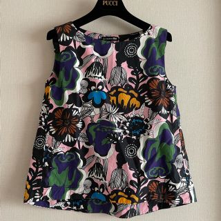 マリメッコ(marimekko)のお値下げ【美品】ユニクロ×マリメッコ　ノースリーブ　トップス　S(シャツ/ブラウス(半袖/袖なし))