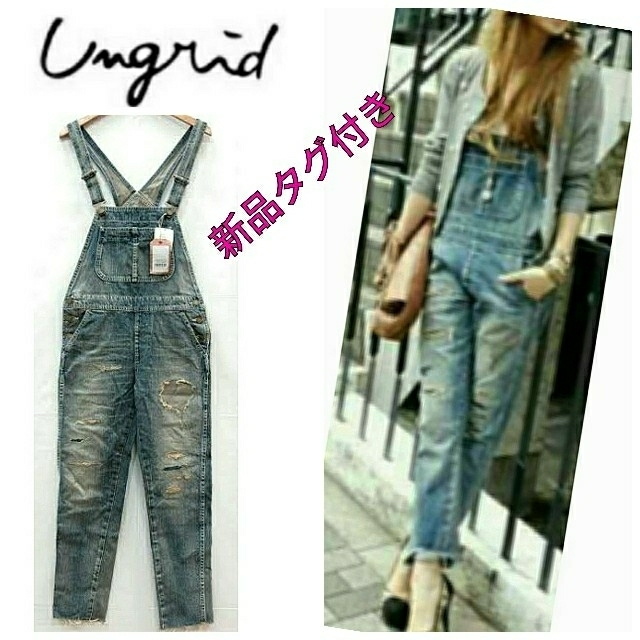 Ungrid(アングリッド)の新品タグ付き⭐️ungrid⭐️ヴィンテージ９部丈サロペット レディースのパンツ(サロペット/オーバーオール)の商品写真