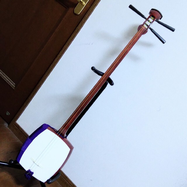 美品 中棹 三味線 バチ、保存袋、天神カバー、駒 付き 本格派ま! www