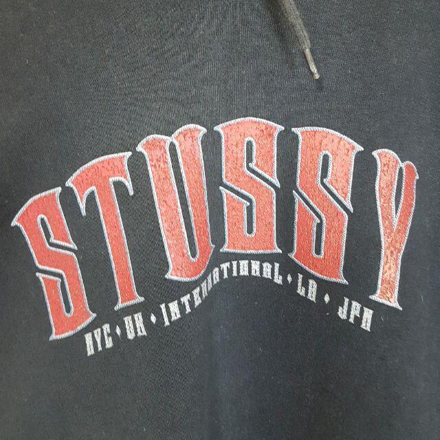 【USA製】STUSSY でかろご　　パーカー　黒　レトロ　アーチロゴ　L