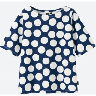 マリメッコ(marimekko)の新品タグ付き　ユニクロ × マリメッコ　Tシャツ　ドット　ネイビー　S(Tシャツ(半袖/袖なし))