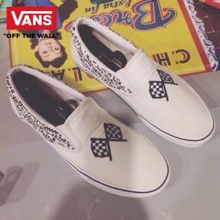 ヴァンズ(VANS)のVANS バンズ ホワイトブラック つま先刺繍 us企画 メンズ スリッポン(スリッポン/モカシン)