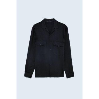 ザラ(ZARA)のZARA MAN ストライプ織柄 ポケット付テクスチャー素材 シャツジャケットL(ブルゾン)