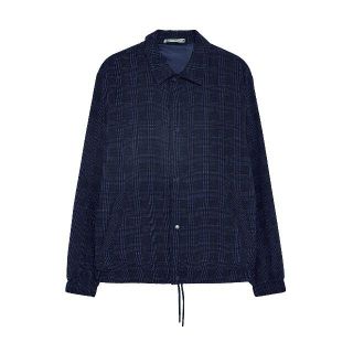 ザラ(ZARA)のZARA MAN チェック柄 シアサッカーコーチジャケット ネイビーブルー(ブルゾン)