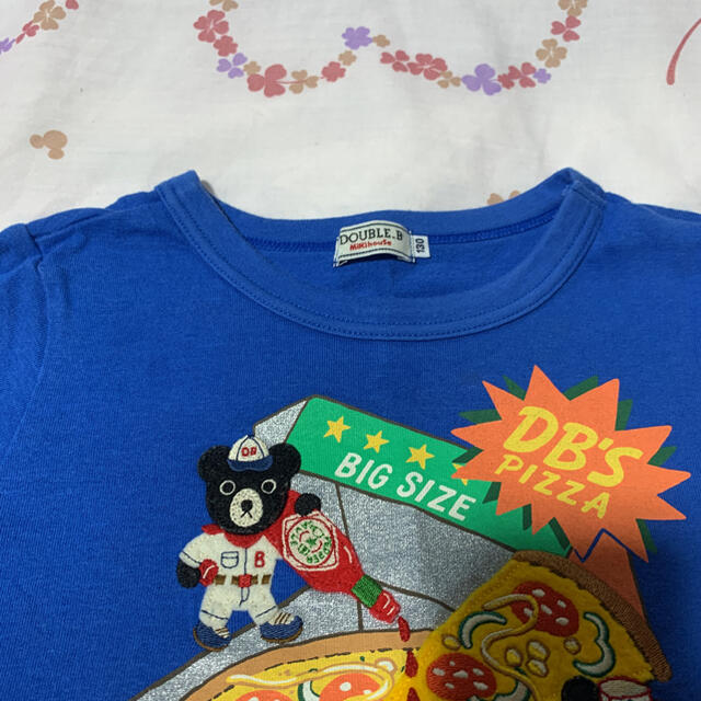 DOUBLE.B(ダブルビー)のミキハウス ダブルB ピザ Tシャツ 130 青 キッズ/ベビー/マタニティのキッズ服男の子用(90cm~)(Tシャツ/カットソー)の商品写真