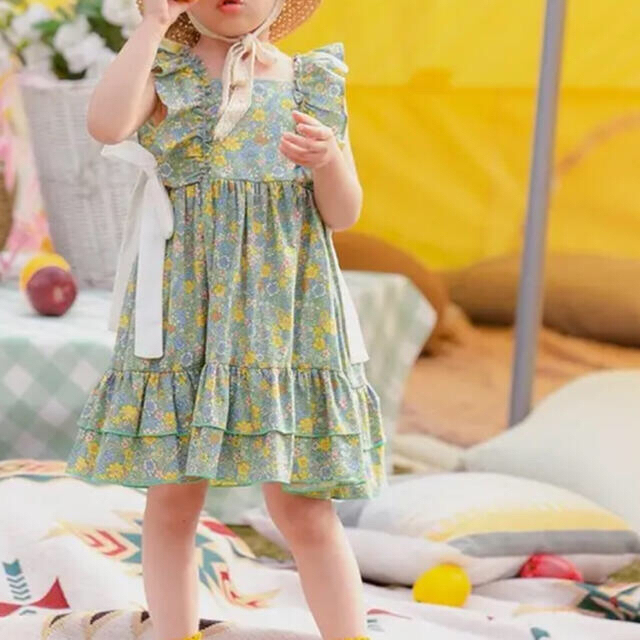 お値下げ♡リバティ柄ワンピース キッズ/ベビー/マタニティのキッズ服女の子用(90cm~)(ワンピース)の商品写真