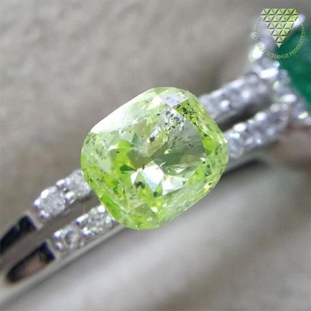 0.438 ct F.Int. Yel - Green 天然 グリーン ダイヤ レディースのアクセサリー(リング(指輪))の商品写真