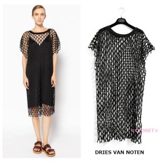 ドリスヴァンノッテン(DRIES VAN NOTEN)の専用! 超美品★21SS ドリスヴァンノッテン メッシュ アミ ワンピース 黒(ロングワンピース/マキシワンピース)