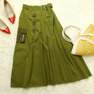 アメリヴィンテージ(Ameri VINTAGE)の週末セール♡【新品】アメリ　PLEATS MILITARY SKIRT　カーキ(ロングスカート)