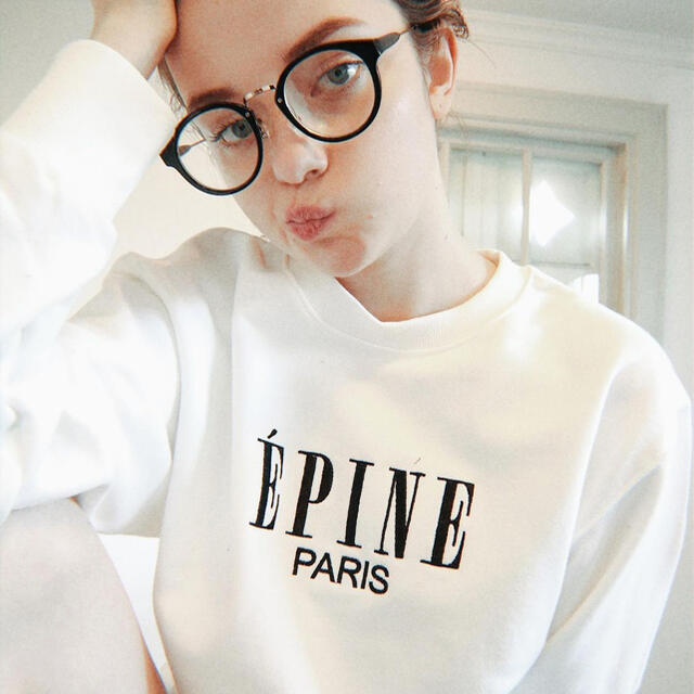 epine Paris sweat embroidery white×black レディースのトップス(トレーナー/スウェット)の商品写真