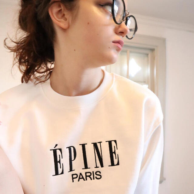 epine Paris sweat embroidery white×black レディースのトップス(トレーナー/スウェット)の商品写真