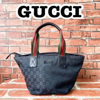 グッチ(Gucci)のグッチ　シェリーライン　GG柄　キャンバス　トートバッグ　舟型　ブラック　黒(トートバッグ)