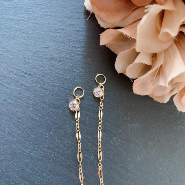 agete(アガット)の14kgf♡Whitetopaz&longchain charm レディースのアクセサリー(ピアス)の商品写真